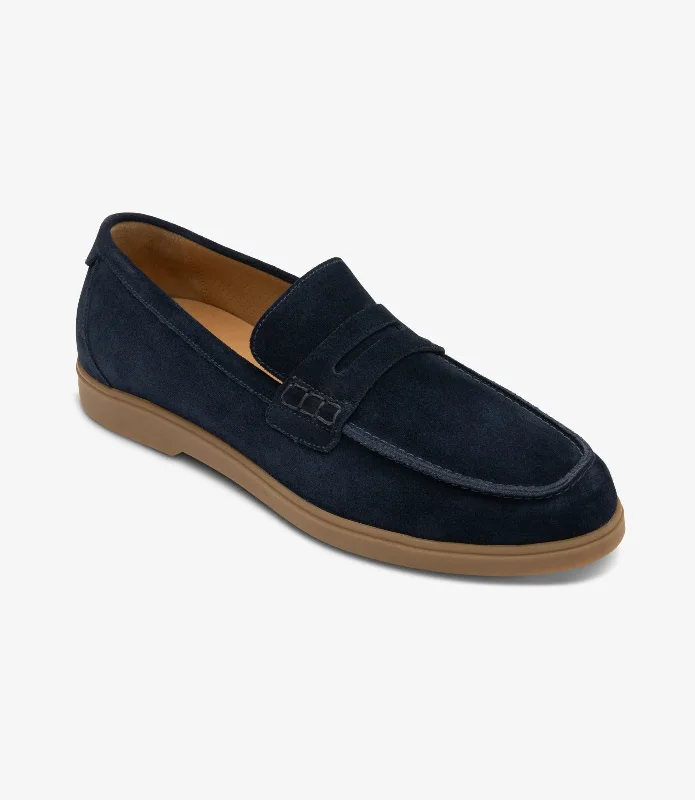 Classy Aesthetic LOAKE Lucca Loafer Shoe - Navy Suede