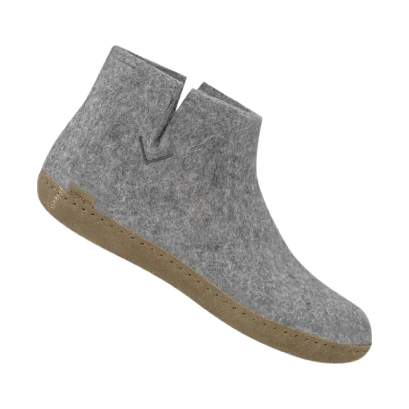 Urban Edge Glerups Boot With Leather Sole Slipper - Grey Suede