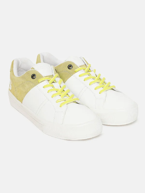 Everyday Chic Men's White And Yellow Colorblock Shoes