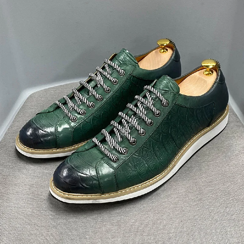 Urban Trends Men Retro Figured Leather Casual Shoes