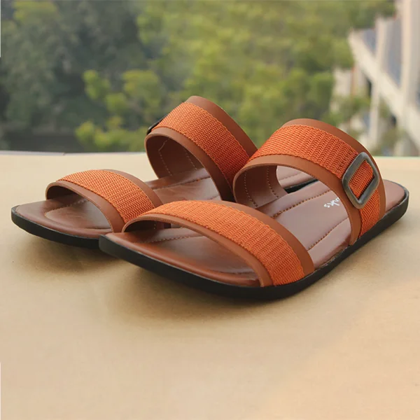 Chic Minimalism Orange Slippers for men