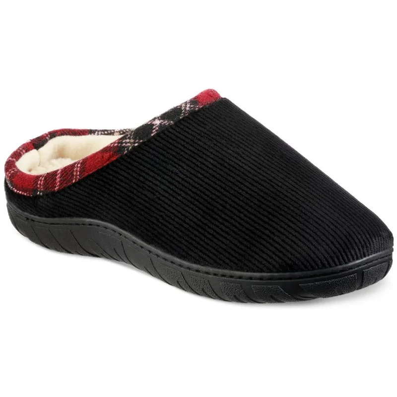 Luxe Sensation Totes Mens Corduroy Faux Fur Lined Slide Slippers