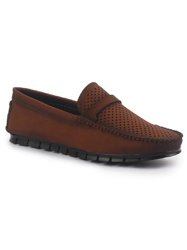 Elegant Statement Men Laser Cut Suede Slip-On Shoe Driving Loafers Breathable Shoe with Memory Cushioned Insole All Day Long Comfortable