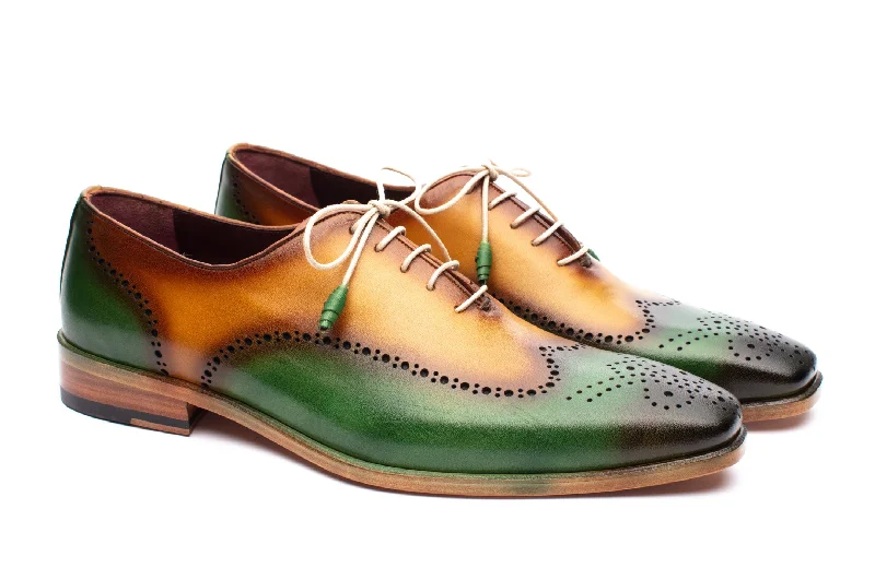 Elegant Statement The Havana Patina Brogues - Green & Gold