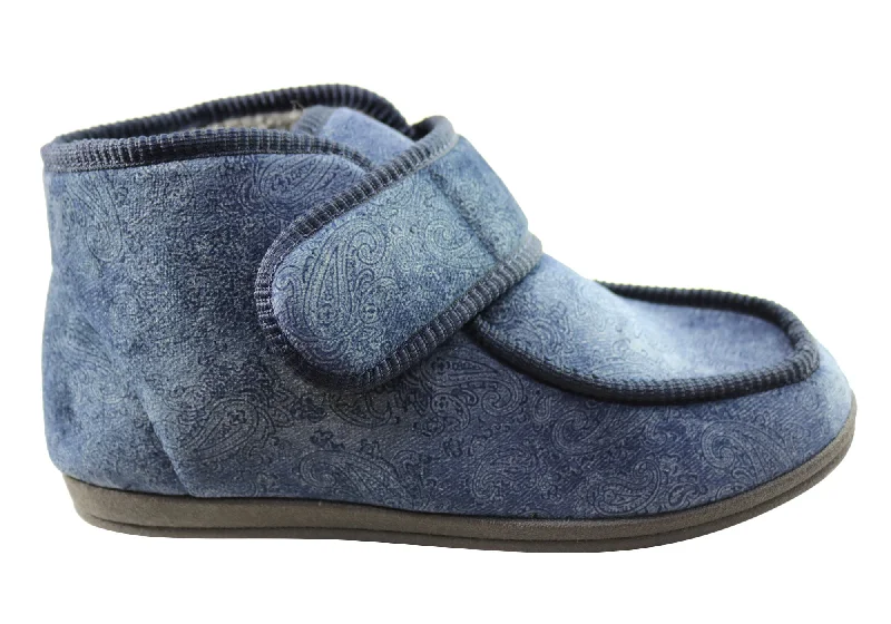 Statement Elegance Homyped Mens Archie Comfort Adjustable Strap Extra Extra Wide Slippers