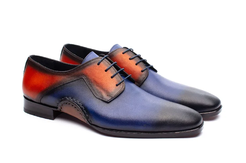 Bold Flair The Opanka Patina Shoes - Blue & Orange