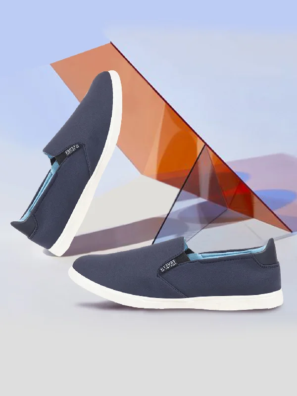 Runway Ready Men Navy Blue Casual Canvas Slip-On Loafers