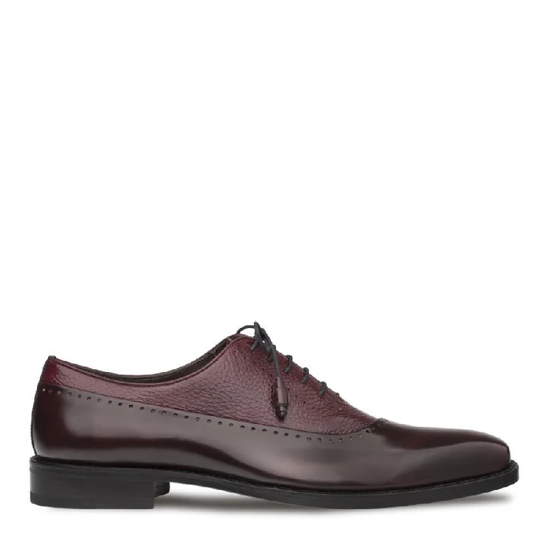 Couture Inspired Mezlan 16409 Postdam Men's Shoes Burgundy Deer / Calf-Skin Leather Oxfords (MZ3376)