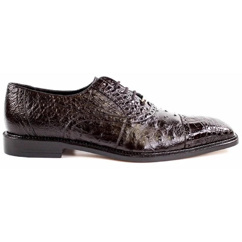 Vintage Glam Belvedere Onesto II Men's Brown Genuine Ostrich and Crocodile Oxfords 1419-BRN Vintage Glam Belvedere Onesto II Men's Brown Genuine Ostrich and Crocodile Oxfords 1419-BRN