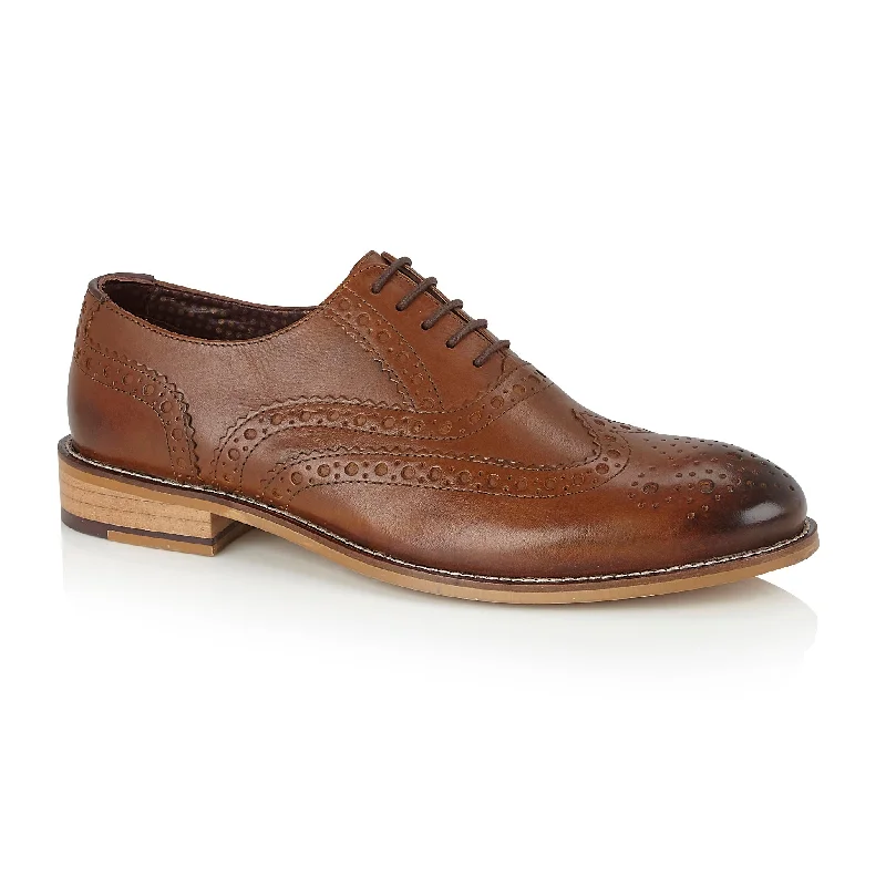 Minimal Edge Gatsby Leather Brogue Chestnut - Widefit