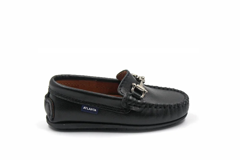 Soft Texture Atlanta Black Buckle Loafer