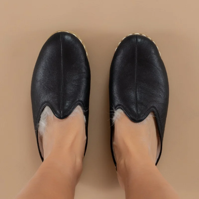 Vintage Glam Men's Black Slipper Shearlings