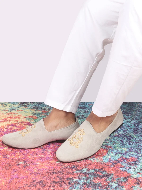 Urban Flair Men Metal Velvet Embroidery Party Casual Loafer Shoes