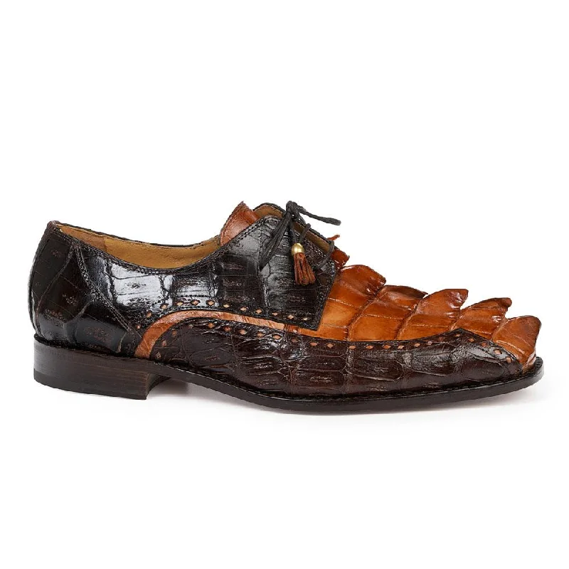 Fashion Innovation Mauri Men's Borsieri Cognac & Sport Rust Baby Croc & Hornback Crocodile Oxfords 4717/2(MA4800)