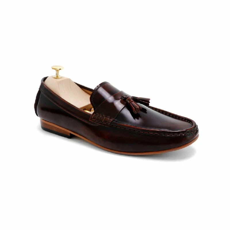 Urban Flair Comfy Tassel Loafer European Brush Off Burgundy