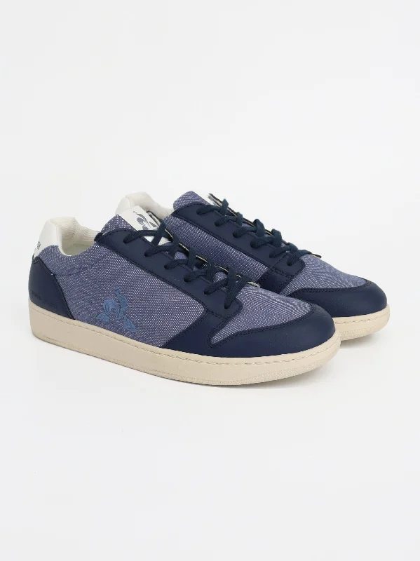 Graceful Charm Men's Brand Logo Embroidered Sneakers,Navy