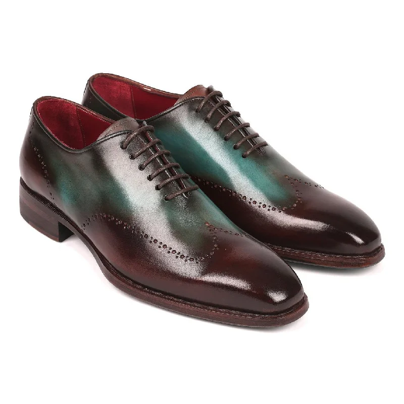 Fashionable Silhouette Paul Parkman Men's Shoes Brown & Turquoise Calf-Skin Leather Goodyear Welted Wingtip Oxfords 081-BTQ (PM6212) Fashionable Silhouette Paul Parkman Men's Shoes Brown & Turquoise Calf-Skin Leather Goodyear Welted Wingtip Oxfords 081-BTQ (PM6212)