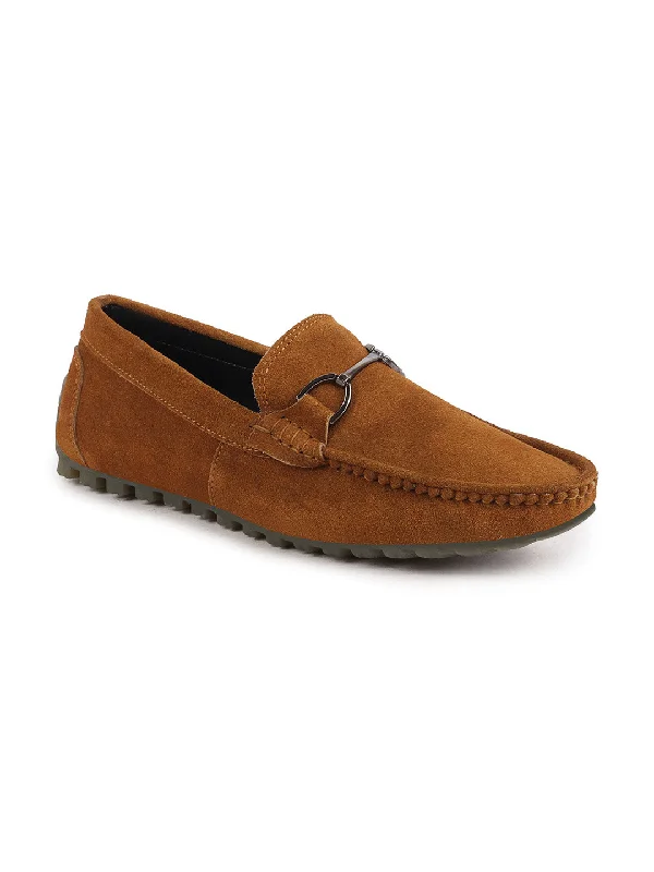 Opulent Appeal Men Cheeku Horsebit Buckle Suede Leather Slip On Driving Loafers