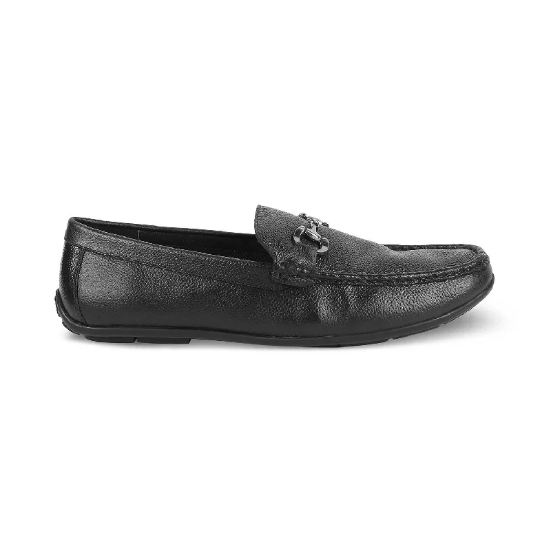 Distinctive Patterns The Rosee Black Men's Leather Driving Loafers Tresmode
