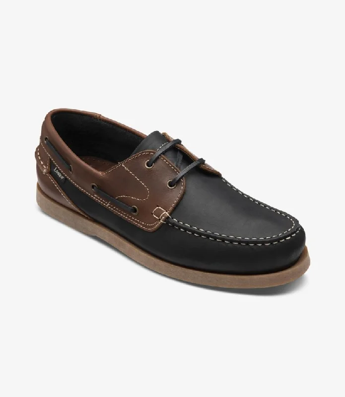 Urban Chic LOAKE Lymington -  Lace up moccasin shoe - Navy/Brown Nubuck