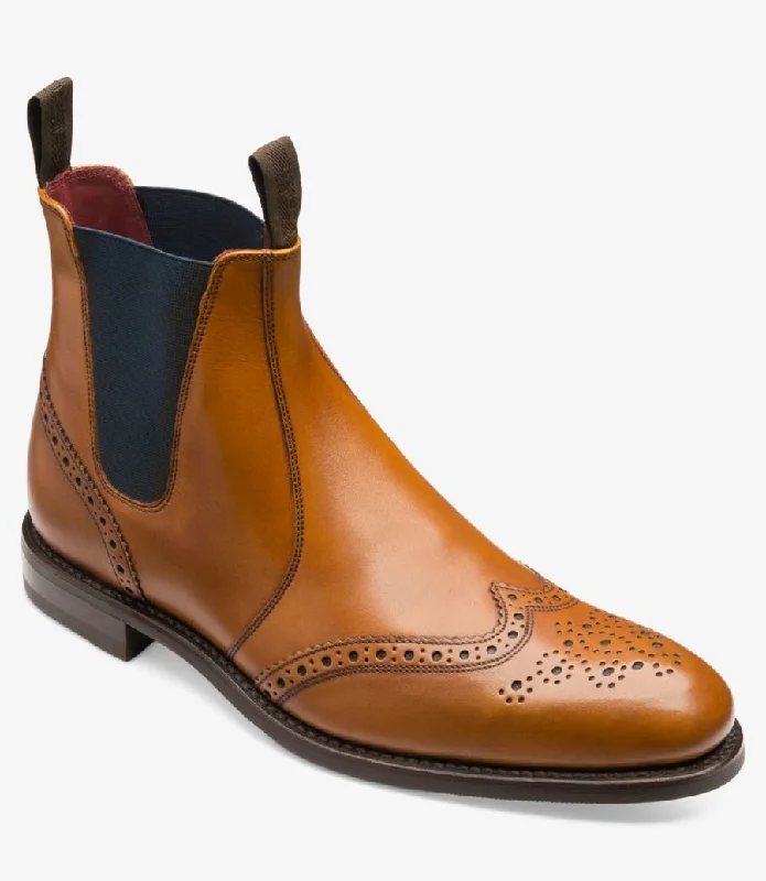 Sumptuous Finish LOAKE - Hoskins Brogue Chelsea boot - Tan Calf