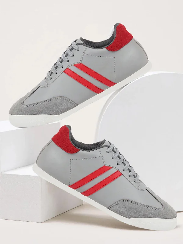 High Impact Men Light Grey Lace Up Trendy Stylish Outdoor Fashion Sneakers