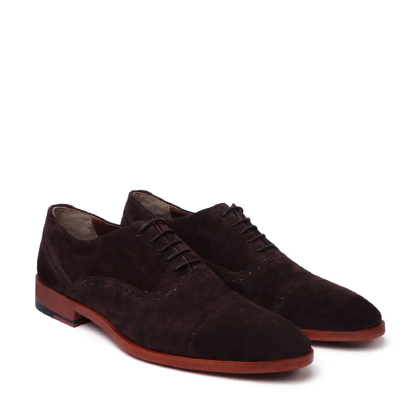 Fashion Innovation Dark Brown Formal Shoes for Men in Suede Leather
