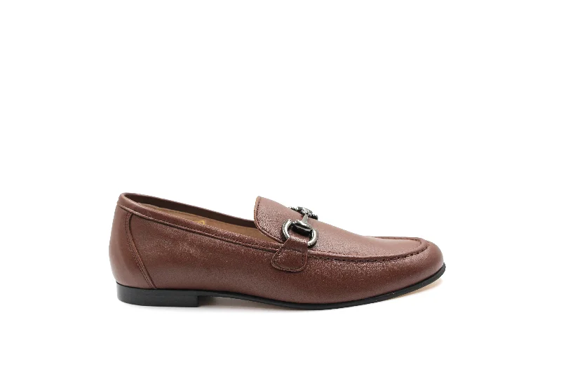 Vintage Glam Hoo Brown Leather Buckle Loafer