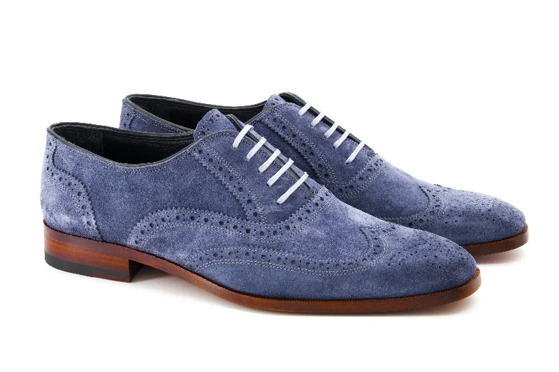 Exotic Prints Madrid Brogue Dress Shoes - Blue Suede