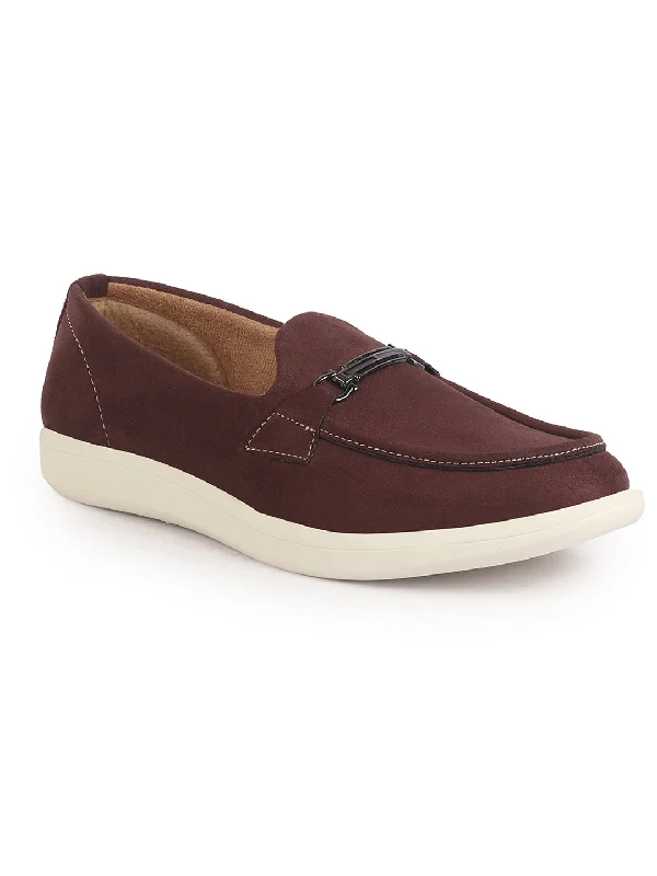 Versatile Glamour Men Brown Suede Classic Ultra Light Comfort Horsebit Buckle Slip On Casual Loafer Shoes|Memory Cushion Insole|EVA Slip On Shoe