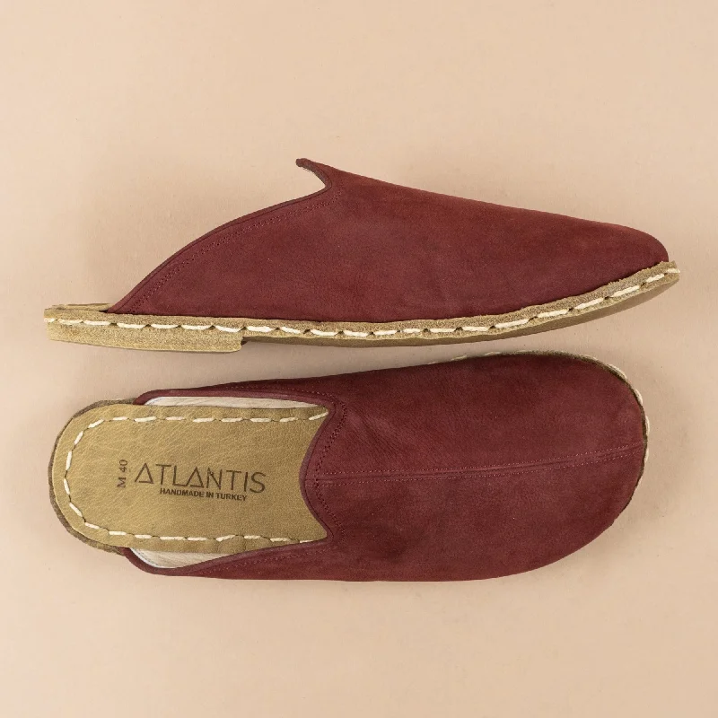 High-End Aesthetic Men's Burgundy Barefoot Slippers
