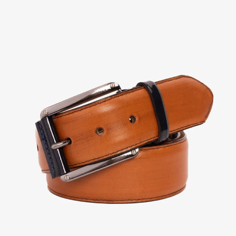 Everyday Chic The Maratea Tan & Navy Leather Belt