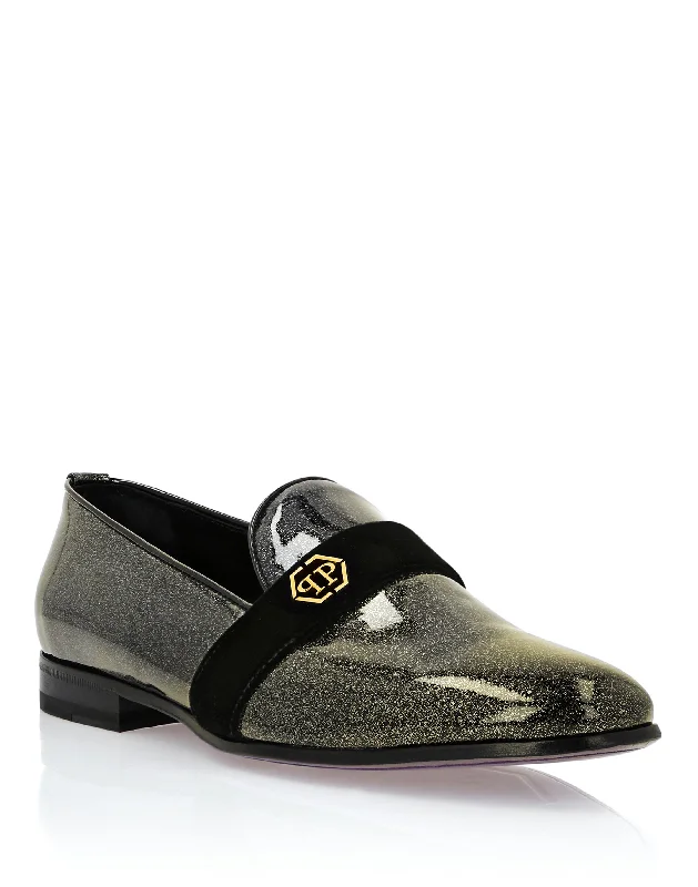 Edgy Sophistication Patent Leather Loafers Hexagon