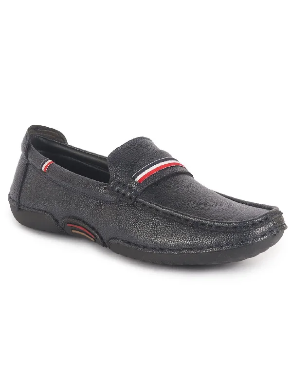 Fashion Icon Men Navy Blue Stitched Stripe Design Classic Slip-Ons Loafer with Flexible Slip Resistant Sole|Slip On Shoes|Casual Shoes