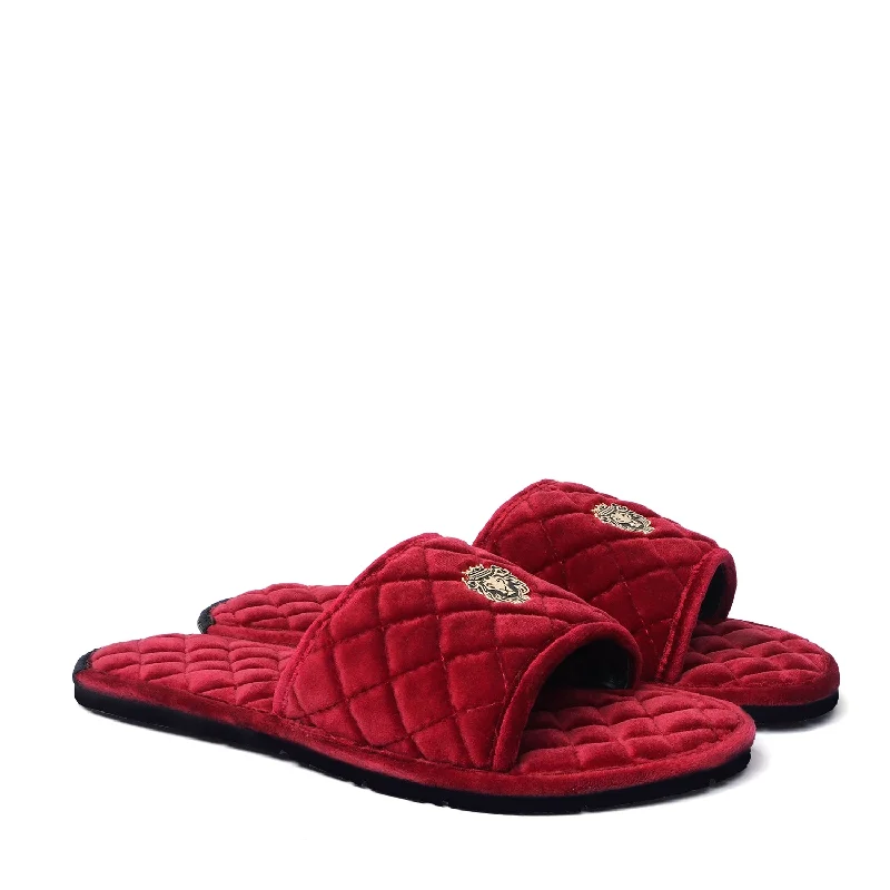 Classy Aesthetic Super Soft  Slide-in Slippers in Red Italian Velvet