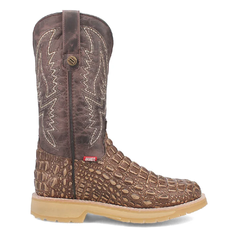 Fashion Enthusiast Death Valley Embroidered Croc Round Toe Cowboy Boots