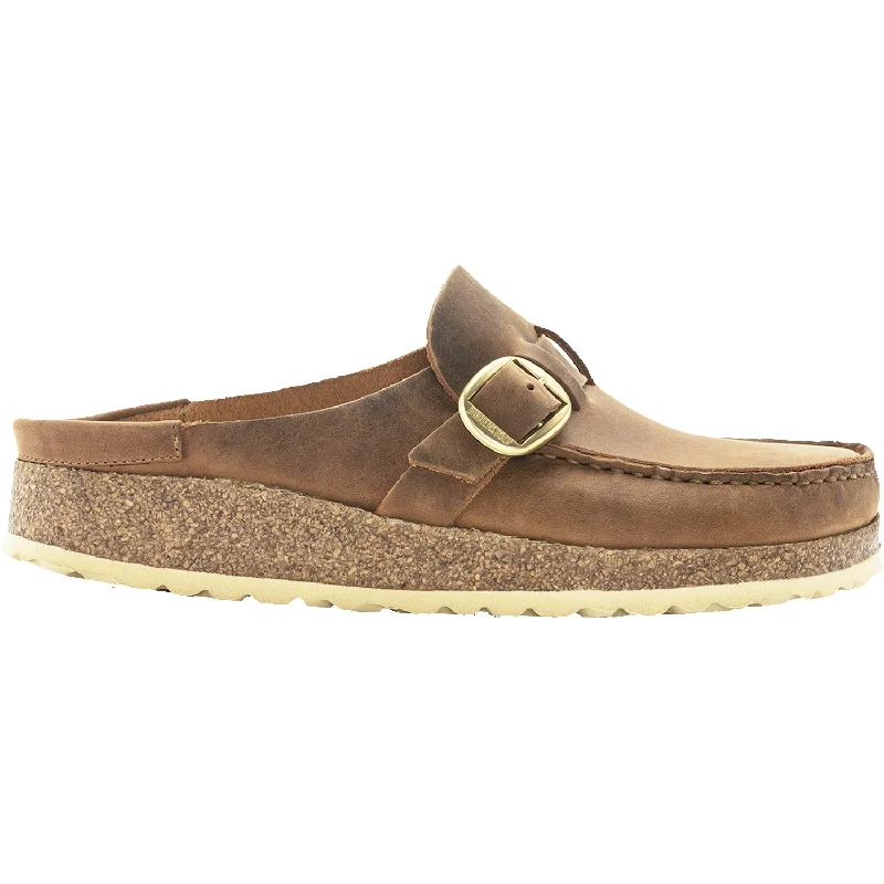 Fashion Excellence Women's Birkenstock Buckley Cognac Oiled Nubuck Leather