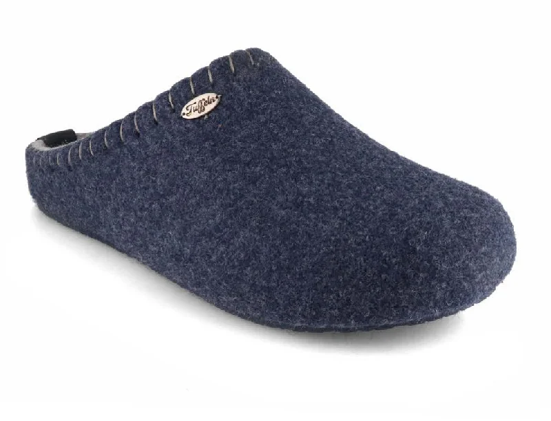 Edgy Sophistication Tuffeln® Felt Slippers with Arch Support «Auszeit», blue
