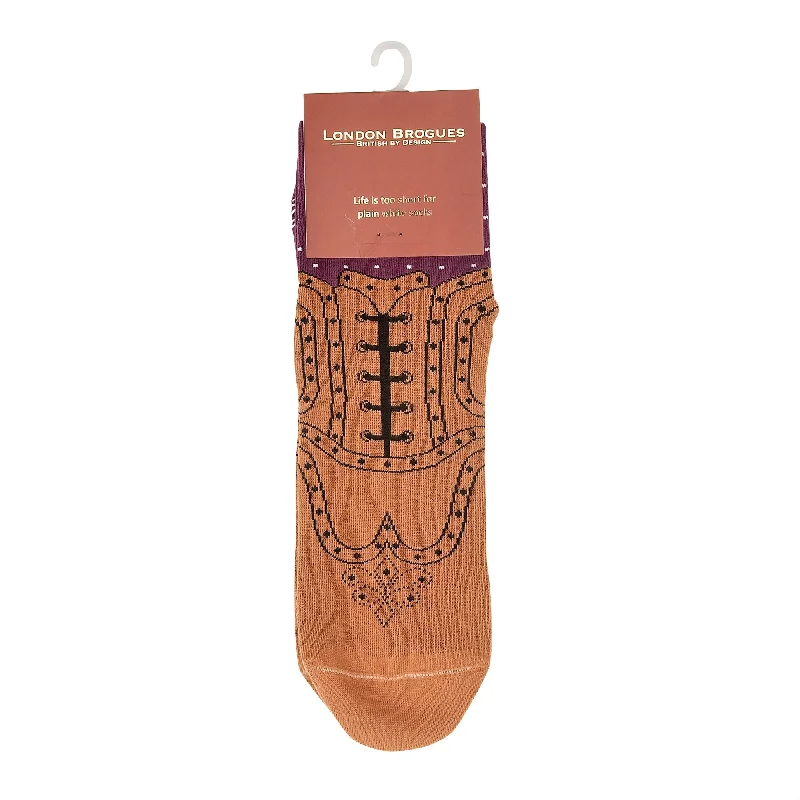 Luxe Feel Brogue Socks Purple