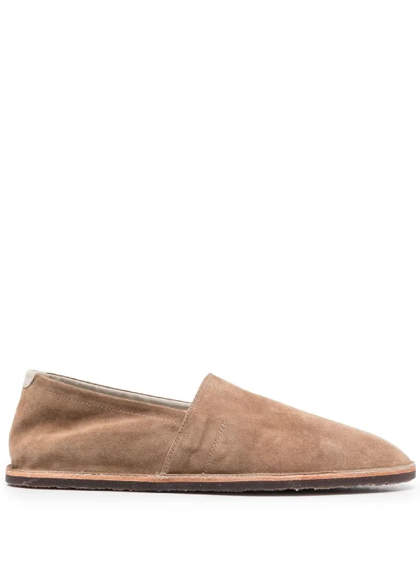 Statement Elegance Brunello Cucinelli Men's Round Toe Loafers  In Beige