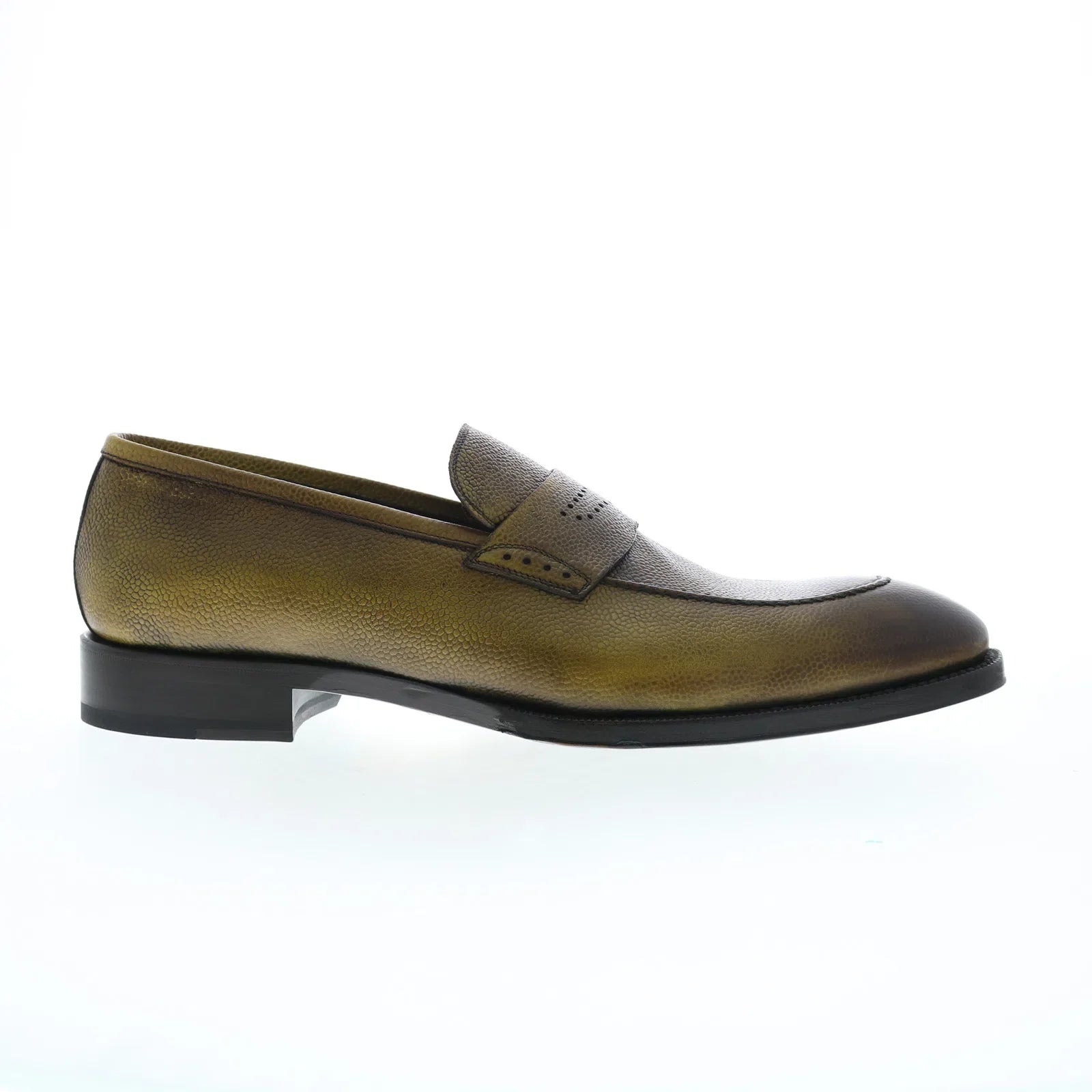 City Chic Di Bianco Pavia Pebble Grain SBP868 Mens Green Loafers & Slip Ons Penny Shoes