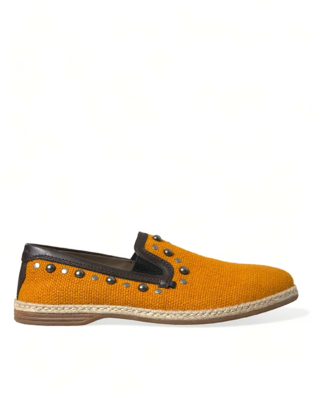 Ultra Sleek Dolce & Gabbana Exclusive  Canvas Loafers with Men's Studs