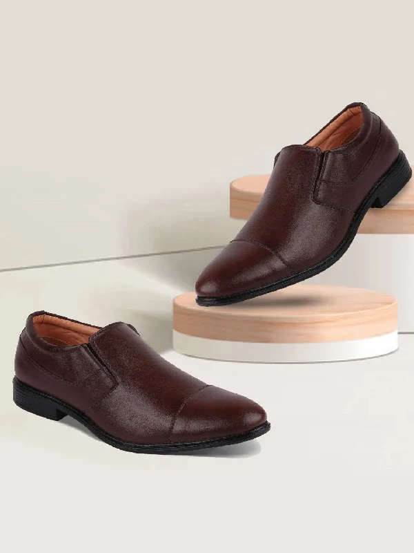 Chic Statement Men Brown Formal Slip-On Shoes