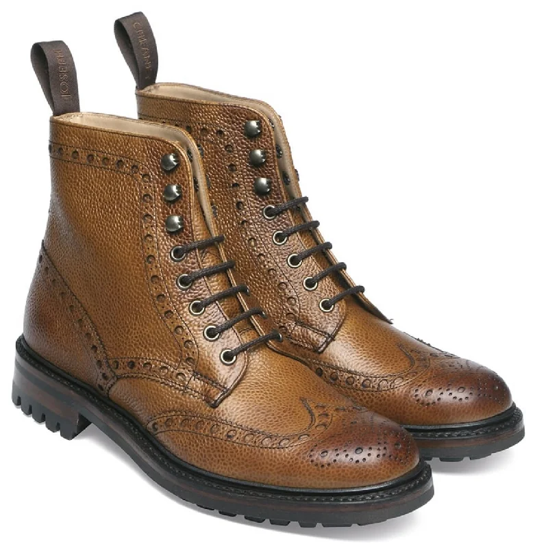 Trendsetting Look Cheaney Tweed C Wingcap Brogue Country Boot in Almond Grain Leather