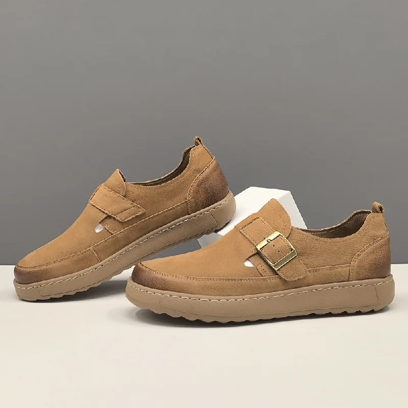 Iconic Appeal Men Retro Plain Leather Flat Casual Loafers