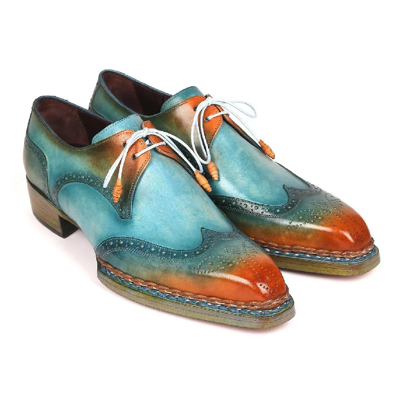 Couture Vibes Paul Parkman Men's Shoes Turquoise & Tobacco Calf-Skin Leather Norwegian Welted Derby Oxfords 8506-TRQ (PM6215) Couture Vibes Paul Parkman Men's Shoes Turquoise & Tobacco Calf-Skin Leather Norwegian Welted Derby Oxfords 8506-TRQ (PM6215)