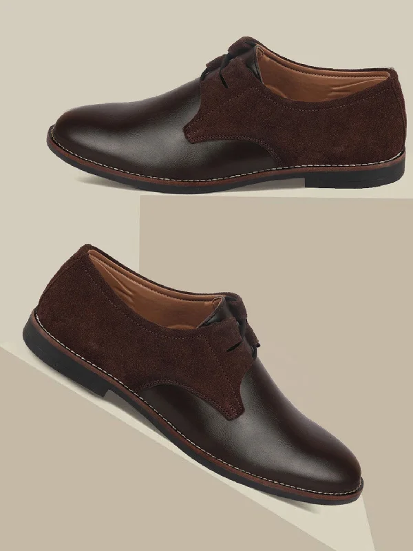 Stylish Detailing Men Brown Formal Leather Lace Up Oxford Shoes with TPR Welted Sole
