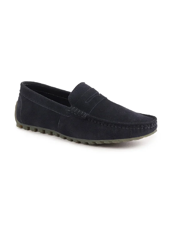 Signature Look Men Blue Suede Leather Side Stitched Slip On Driving Loafers and Mocassin