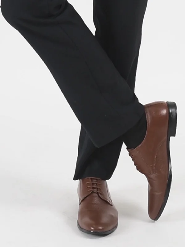 Trendy Look Men Tan Formal Office Textured Design Stitched Genuine Leather Lace Up Shoes