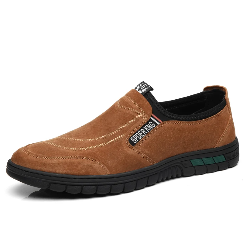 Classy Aesthetic Men Comfy Pigskin Leather Stitching Non-Slip round Toe Lazy Slip-On Loafers Shoes